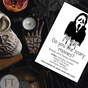 scream movie inspired halloween invitation, scary movie