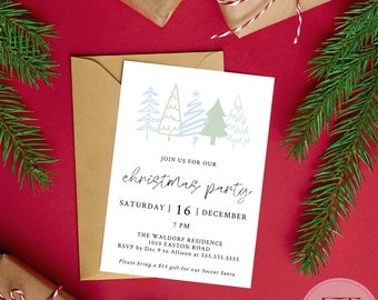 Printable Invite | Christmas Tree Invitation | Christmas Invitation | DIY, Edit with TEMPLETT