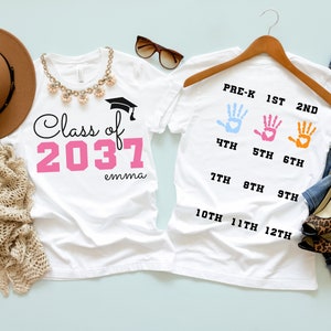 Class Of 2037 Handprint Shirt, 2037 Graduation Shirt,First Day of School Shirt,Grow With Me Shirt