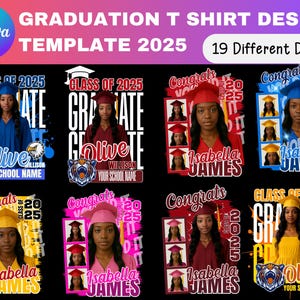 Blue and Red Graduation png, 2025 Graduation Tshirt Bundle, Graduation Tshirt Template Bundle, graduation shirt template,template grad canva