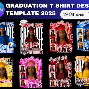 Modèle modifiable Canva de t-shirt de remise des diplômes 2025, modèle de t-shirt de finissants de toile, t-shirt de remise des diplômes 2025, modèle de toile de fin d&#39;études