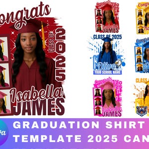 Blue and Red Graduation png, 2025 Graduation Tshirt Bundle, Graduation Tshirt Template Bundle, graduation shirt template,template grad canva