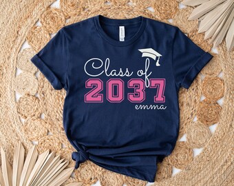 Class Of 2037-shirt handafdruk, afstudeershirt 2037, shirt First Day of School, Grow With Me-shirt