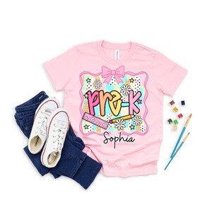Preppy Back to School Shirt for Kids,Custom Grade Shirt with Kid&#39;s Name, Girl Back to School Shirt,First Day of School Shirt for Girl
