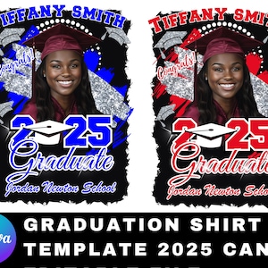 blue and red graduation png, 2025 Graduation Tshirt Bundle, Graduation Tshirt Template Bundle, graduation shirt template,template grad canva