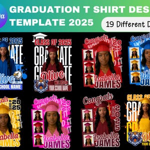 Modèle modifiable Canva de t-shirt de remise des diplômes 2025, modèle de t-shirt de finissants de toile, t-shirt de remise des diplômes 2025, modèle de toile de fin d&#39;études