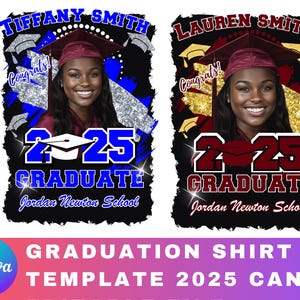 Blue and Red Graduation png, 2025 Graduation Tshirt Bundle, Graduation Tshirt Template Bundle, graduation shirt template,template grad canva