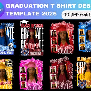 Modèle modifiable Canva de t-shirt de remise des diplômes 2025, modèle de t-shirt de finissants Canva, t-shirt de remise des diplômes 2025, modèle de toile de fin d&#39;études