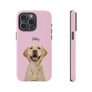 Pet Phone Case with Custom Photo Personalized Dog Cat Name Portrait iPhone Samsung Galaxy Illustration Case Pet Loss Sympathy Gift