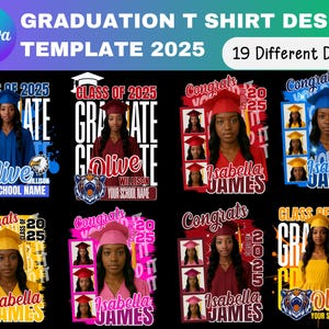 Blue and Red Graduation png, 2025 Graduation Tshirt Bundle, Graduation Tshirt Template Bundle, graduation shirt template,template grad canva