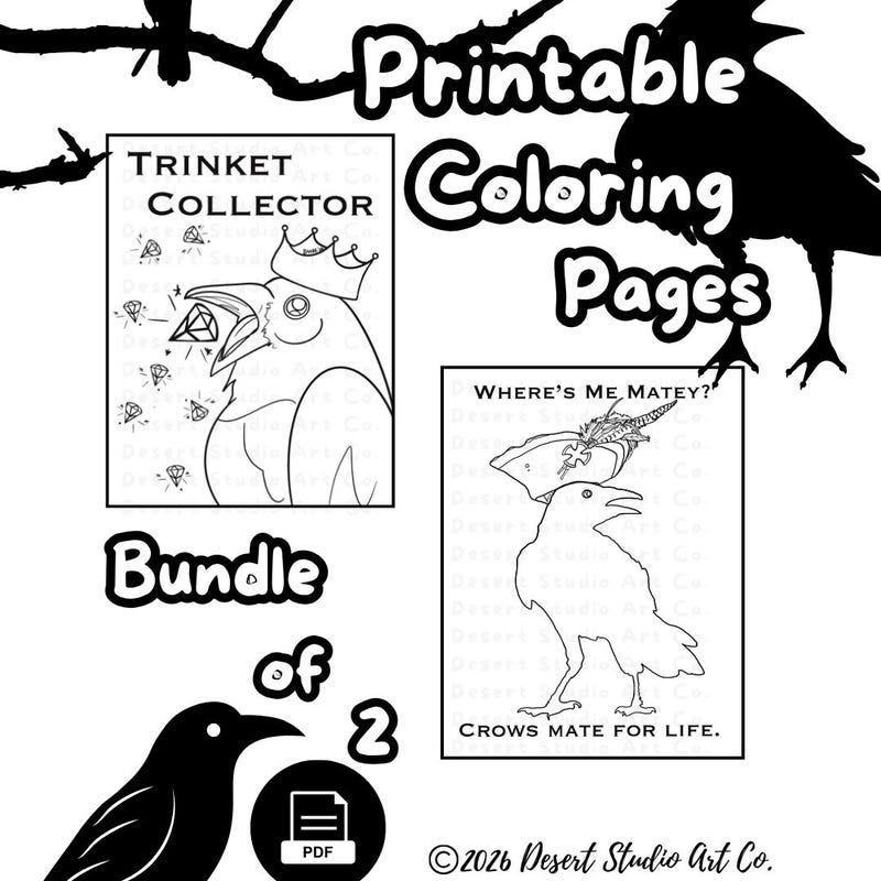 Crows Coloring - Etsy UK