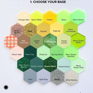 a hexagonal pattern with different colors of glitter