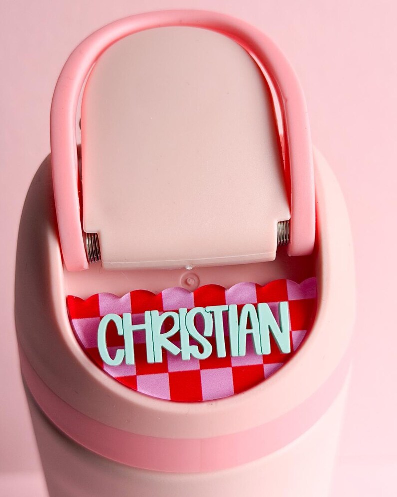 Unique Bottle Marker Personalized Owala Name Tag Acrylic Water Bottle Lid Plate Custom Text Design Hydration Identification Accessory Stylish Owner Label Color Options Prevent Mixups Durable Various Layout