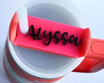 Tumbler Name Plate fits Quencher H2.O Flow State 20 oz 30 Nameplate 40 NEON Stanley Topper Custom Accessory Cup Glow In The Dark for Cup