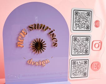 QR Code Stand Display Sign Holder Social Media Multi QR code layered Accessory Retail Counter Business Social Media Sign Marketing Tool Shop