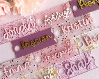 Personalisierte BOW Acryl Namensschild für Stanley 40 oz 30 Wasserflasche Loveshackfancy inspiriert benutzerdefinierte Platte Becher Deckelabdeckung H2.O Quencher