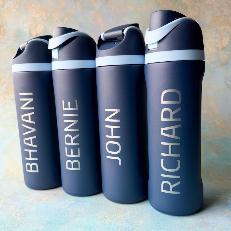 Everyday Use Water Bottle Premium Stainless Steel Build Personalized Name Option 24 oz Capacity 30 oz Capacity Black White Color Selection Custom Design Surface Hydration Tumbler Work School Gym Companion Teacher Appreciation Week Gift Family Gift Water Bottle Premium Stainless Steel Construction Personalized Name Options 24 oz Capacity 30 oz Capacity Black White Tumbler Style Mothers Day Present Teacher Appreciation Thank You Gift Travel Ready Hydration Flask