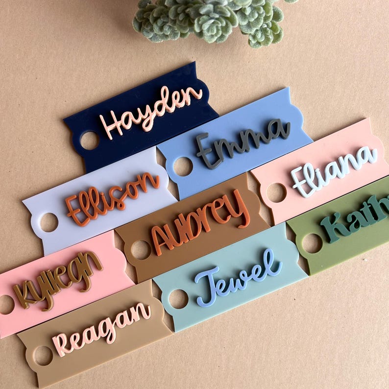 Custom Stanley Tumbler Name Plate Personalized Acrylic Tag Design Birthday Gift For Mom Drink Container Label Premium Quality Material Multiple Size Options Available Custom Font Choices Stylish Drinkware Accessory Perfect Present Special