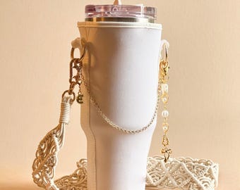 40oz Water Bottle Sling Bag with Zipper Pocket Adjustable Crossbody Straps Tumbler Carrier for Stanley Cup or Dupe Phone Case Custom Charm
