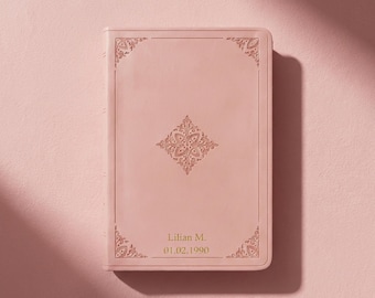 Personalized Bible Pink Vegan Leather Gold Foil Embossed Imitation Leatherette Custom Engraved Name  Daughter Communion Esv Nlt NIV Nasb Csb