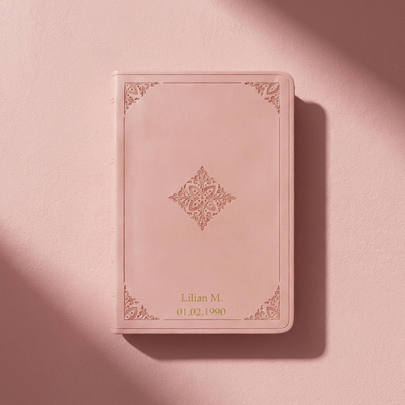 Engraved Various versions compatible Bible cover ESV NIV KJV personalized custom name gold foil engraved imitation leather embossed design protective holy case scripture holder pink purple teal olive elegant Christian religious accessory women men church daily carry
Imitation leather protective Bible cover gold foil custom engraved name embossed elegant holy design personalized scripture case various versions compatible pink purple teal olive colors