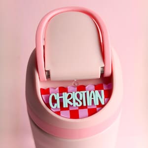 Placa de nombre personalizada Owala, etiqueta acrílica para tapa de Freesip para regalo de despedida de soltera, propuesta de dama de honor, identificador de taza, accesorio para despedida de soltera