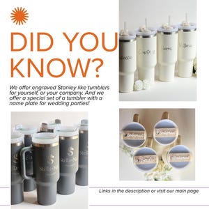 The image is a collage of four different images, each featuring a variety of items, including tumblers, cups, and other decorative elements.