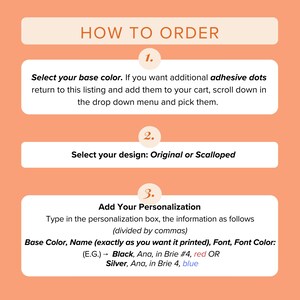 The image is a step-by-step guide on how to order a custom design, including selecting a base color, design type, and adding personalization.