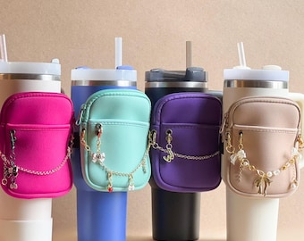 For Stanley Cup Pouch: 40 oz Tumbler Bag with Chain Charm