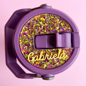 Stanley Lid Topper Custom Glitter Name Tag Personalized Tumbler Charm Acrylic Accessory Beautiful Drink Container Addition Perfect Mom Gift Multiple Color Choices Stylish Beverage Holder Custom Text