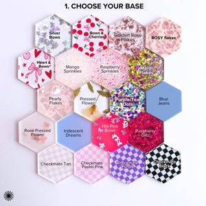 a bunch of different colored hexagons with the words choose your base