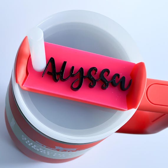 Custom Tumbler Tag NEON Acrylic Name Plate Stanley Quencher H2.0 40 oz 30 Cup Accessory Personalized Topper Glow the Dark for Boo Basket