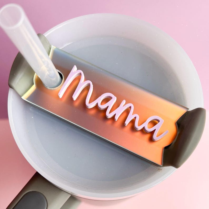 Bright Colors Acrylic Name Plate Stanley Tumbler Personalized Tag Cup Accessory Glitter Topper Water Bottle Girly Teen Sorority Cheer Quencher H2.0 Back School Sports Custom Vibrant Design Gift Bridesmaid Teacher Nurse Mom