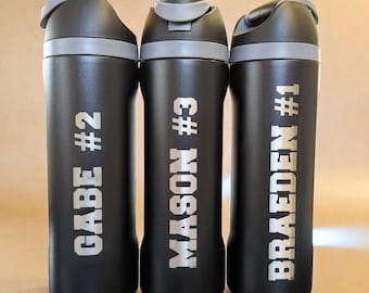 Personalized Engraved Tumbler for Sports Athlete Sip 24 oz Water Bottle 30 oz with Laser Etched Custom Name Logo Stainless Steel Drinkware