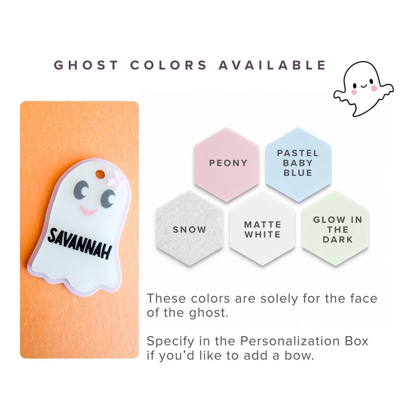 Ghost Acrylic Name Tag for Kids Custom Halloween Basket Personalized Trick or Treat Bag Girl Charm Gift Boo Basket Boy Party Favor Idea image 5
