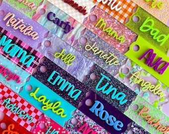 Becher Namensschild passend für Stanley 30 Oz 40 Quencher H2.O für Flowstate Cup Accessoire HEATWAVE Farben Personalisierte Acryl Tag Wasserflasche