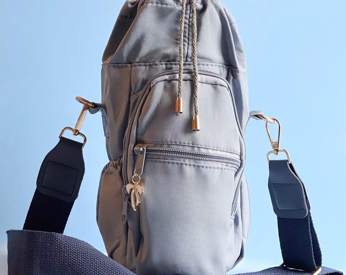 Crossbody Carrier Insulated Cup Holder Tumbler Storage Pocket Water Bottle Holder Adjustable Strap Boho Tote Pastel Colors Travel Bag