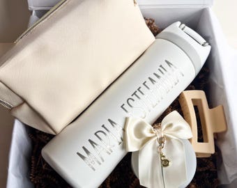 Personalized Gift Box Custom Bridesmaid Proposal Engraved Water Bottle Set Beauty Kit Luxury Accessory Cheerleader Gift Cheer Team Package