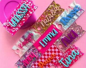 Stanley Name Plate für Passion Pink Cup passt auf 40 Oz 30 H2.O Quencher Accessory Heatwave Inspiriert Tumbler Topper Personalisiertes Custom Tag