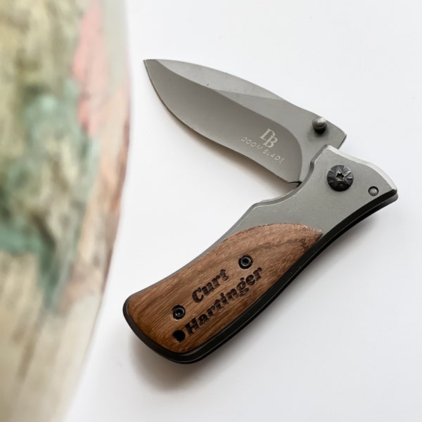 Engrave Tactical Knife Wooden Handle Knives Gift For Anniversary Knives Tactical Custom Gift Engraved for Hunting Gift Outdoor Camping Knife