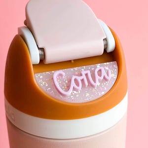 Custom OWALA Name Plate for Tumbler Mothers Day Script Font Personalized Tag Glitter Acrylic Label FreeSip Mom Cup Accessory fits Any Size