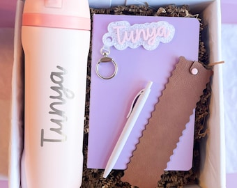 Custom Gift Box for Teacher Christmas Nurse Set: Engraved Tumbler Coffee Mug Personalized Acrylic Keychain Thank You Employee Appreciation