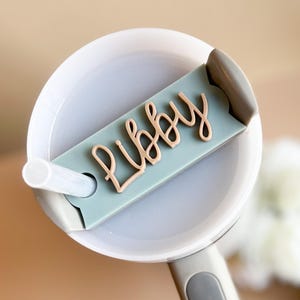 Light Colors Neutral Name Plate Stanley Tumbler Topper Acrylic Personalized Tag Clean Aesthetic Cup Accessory Water Bottle Quencher H2.0 Fall Spring Vibrant Custom Design Birthday Present Teacher