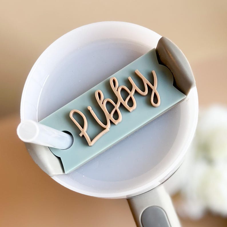 Light Colors Neutral Name Plate Stanley Tumbler Topper Acrylic Personalized Tag Clean Aesthetic Cup Accessory Water Bottle Quencher H2.0 Fall Spring Vibrant Custom Design Birthday Present Teacher