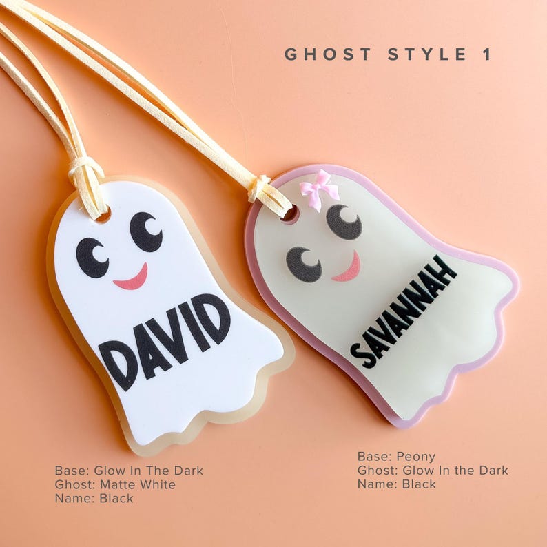 Ghost Acrylic Name Tag for Kids Custom Halloween Basket Personalized Trick or Treat Bag Girl Charm Gift Boo Basket Boy Party Favor Idea image 11