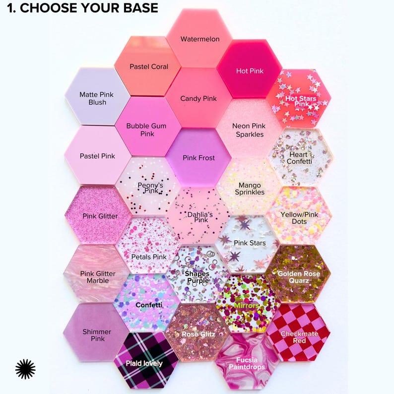 a collection of colorful hexagonal shapes, each with a different color and pattern, arranged in a grid-like pattern.