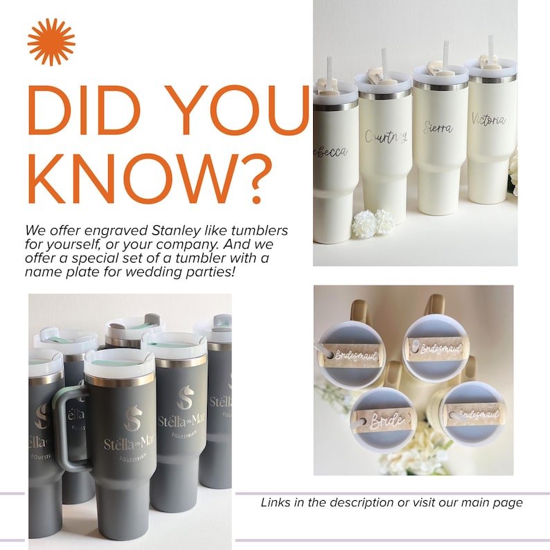 The image is a collage of four different images, each featuring a variety of items, including tumblers, cups, and other decorative elements.