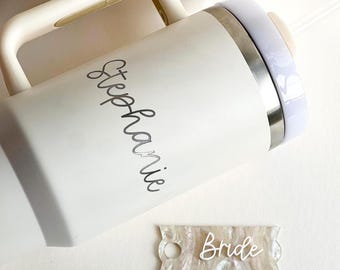 Wedding Party Custom Tumbler 40 oz Engraved Drinkware Bridesmaid Proposal Acrylic Name Plate Personalized Birthflower Logo Bridal Shower Set