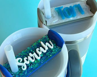 Name Plate fits Stanley H2.O Quencher 40 oz 30 FlowState Cup 20oz  Personalized Acrylic Topper Accessory Water Bottle Lid for Cheerleader