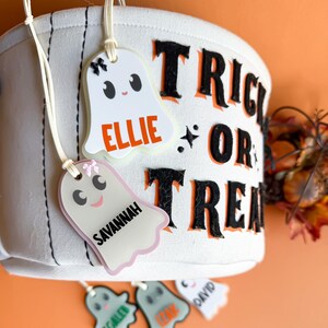 Ghost Acrylic Name Tag for Kids Custom Halloween Basket Personalized Trick or Treat Bag Girl Charm Gift Boo Basket Boy Party Favor Idea image 14